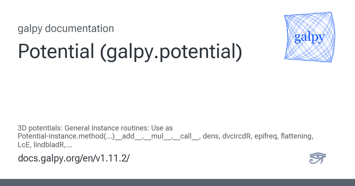 Potential (galpy.potential) — galpy v1.11.2 documentation