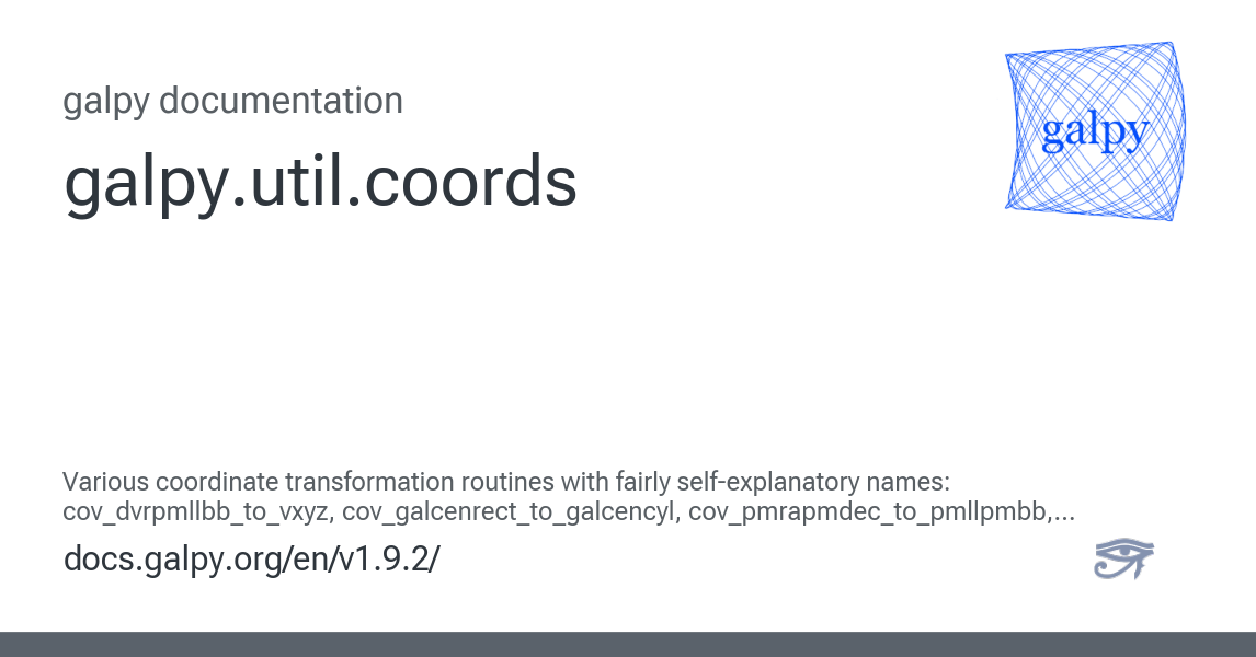 galpy.util.coords — galpy v1.9.2 documentation
